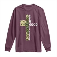 God Is Good Long Sleeve Shirt Camo Cross Religious Jesus Faith Bible Verse Inspirational