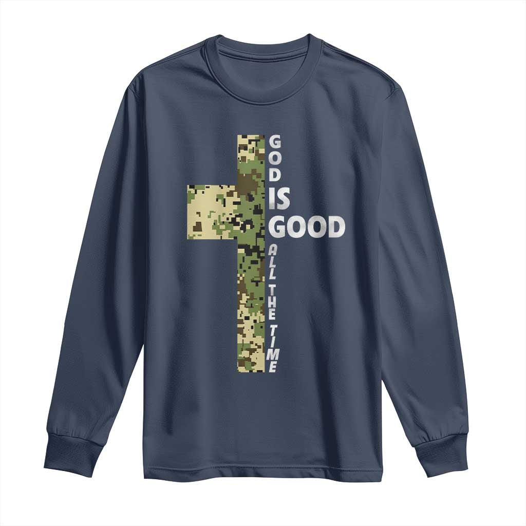 God Is Good Long Sleeve Shirt Camo Cross Religious Jesus Faith Bible Verse Inspirational