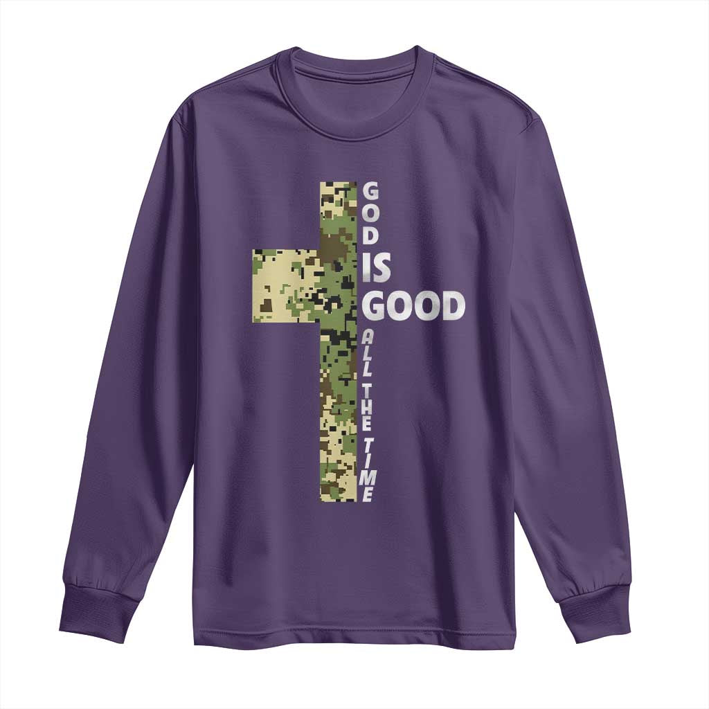 God Is Good Long Sleeve Shirt Camo Cross Religious Jesus Faith Bible Verse Inspirational