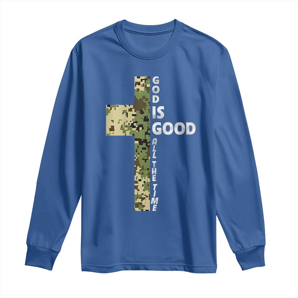 God Is Good Long Sleeve Shirt Camo Cross Religious Jesus Faith Bible Verse Inspirational
