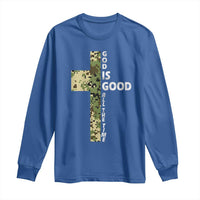God Is Good Long Sleeve Shirt Camo Cross Religious Jesus Faith Bible Verse Inspirational