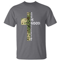 God Is Good T Shirt Camo Cross Religious Jesus Faith Bible Verse Inspirational