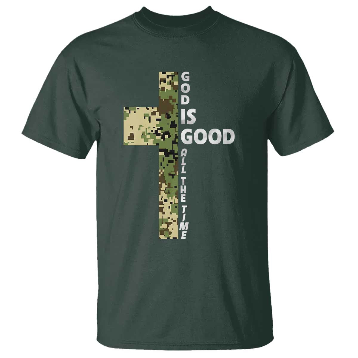 God Is Good T Shirt Camo Cross Religious Jesus Faith Bible Verse Inspirational