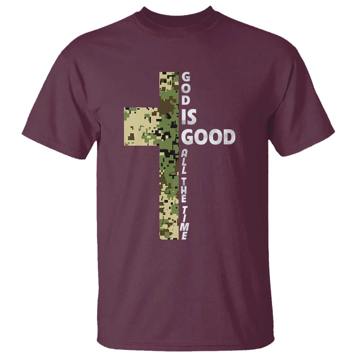 God Is Good T Shirt Camo Cross Religious Jesus Faith Bible Verse Inspirational