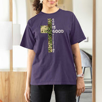 God Is Good T Shirt For Women Camo Cross Religious Jesus Faith Bible Verse Inspirational
