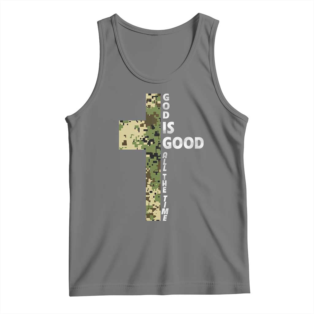 God Is Good Tank Top Camo Cross Religious Jesus Faith Bible Verse Inspirational