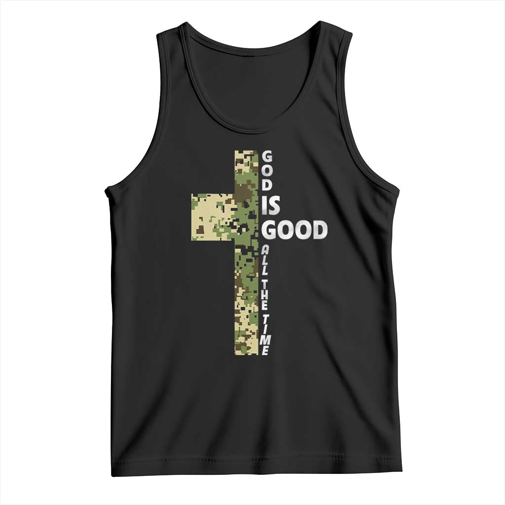 God Is Good Tank Top Camo Cross Religious Jesus Faith Bible Verse Inspirational