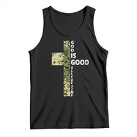God Is Good Tank Top Camo Cross Religious Jesus Faith Bible Verse Inspirational