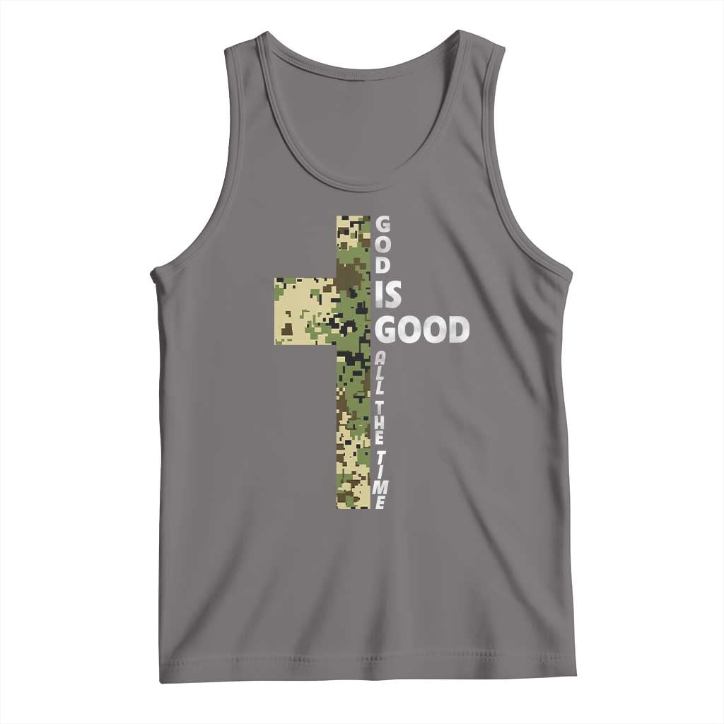 God Is Good Tank Top Camo Cross Religious Jesus Faith Bible Verse Inspirational