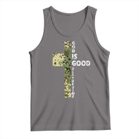 God Is Good Tank Top Camo Cross Religious Jesus Faith Bible Verse Inspirational
