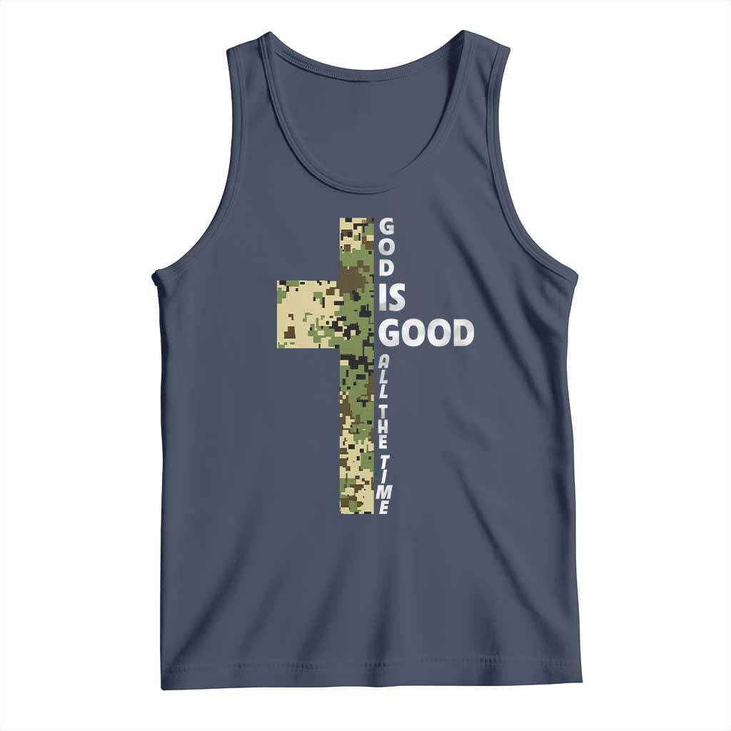 God Is Good Tank Top Camo Cross Religious Jesus Faith Bible Verse Inspirational