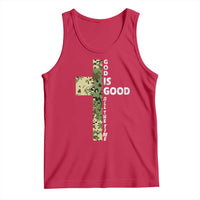 God Is Good Tank Top Camo Cross Religious Jesus Faith Bible Verse Inspirational
