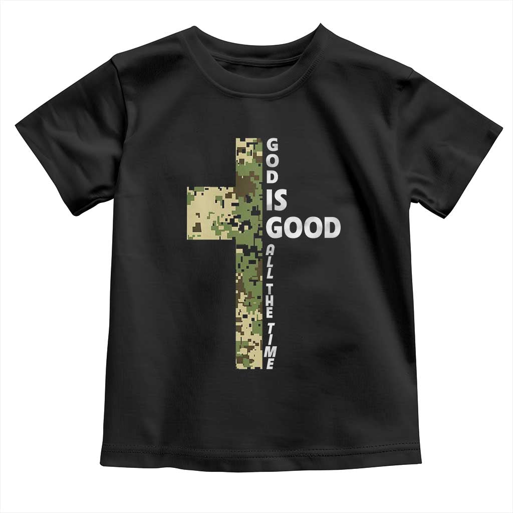 God Is Good Toddler T Shirt Camo Cross Religious Jesus Faith Bible Verse Inspirational