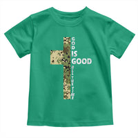 God Is Good Toddler T Shirt Camo Cross Religious Jesus Faith Bible Verse Inspirational
