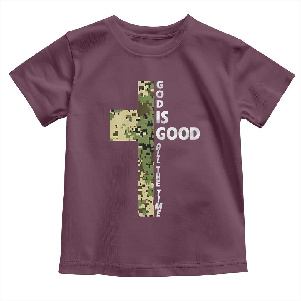 God Is Good Toddler T Shirt Camo Cross Religious Jesus Faith Bible Verse Inspirational