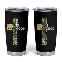 God Is Good Tumbler Cup Camo Cross Religious Jesus Faith Bible Verse Inspirational
