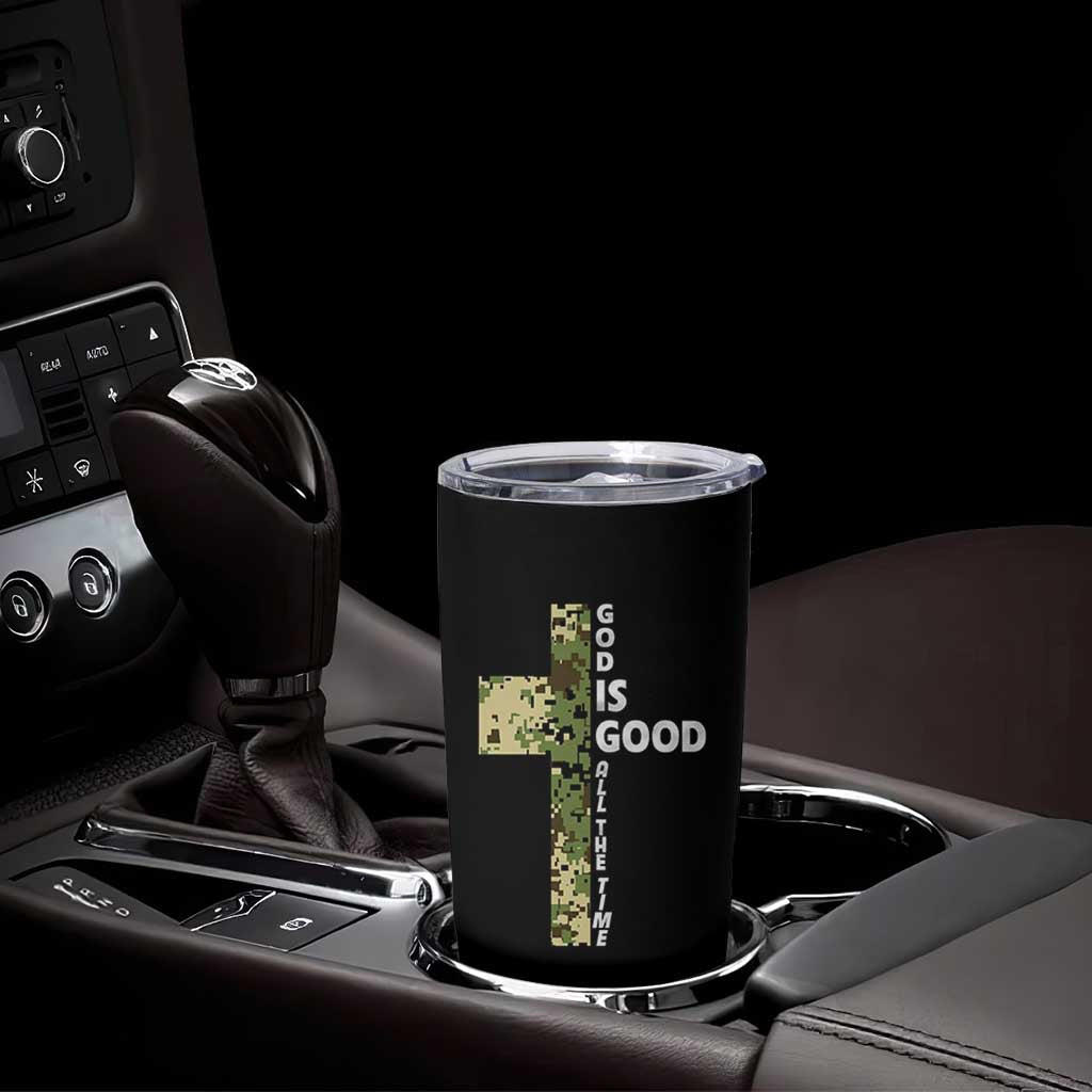 God Is Good Tumbler Cup Camo Cross Religious Jesus Faith Bible Verse Inspirational