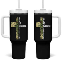 God Is Good Tumbler With Handle Camo Cross Religious Jesus Faith Bible Verse Inspirational
