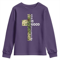 God Is Good Youth Sweatshirt Camo Cross Religious Jesus Faith Bible Verse Inspirational