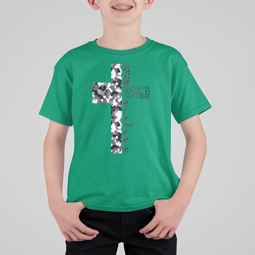 Son Of God Jesus T Shirt For Kid Camo Christ Cross Christian 9 John 3 16