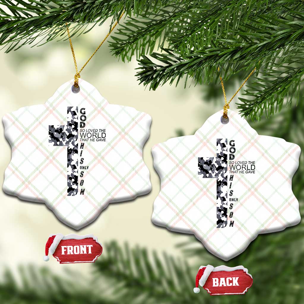 Son Of God Jesus Ceramic Ornament Camo Christ Cross Christian 9 John 3 16