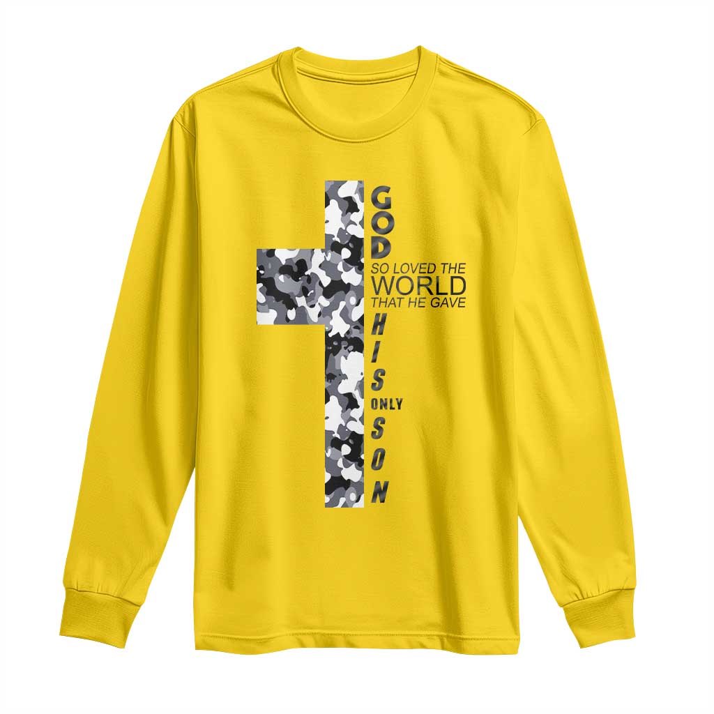 Son Of God Jesus Long Sleeve Shirt Camo Christ Cross Christian 9 John 3 16
