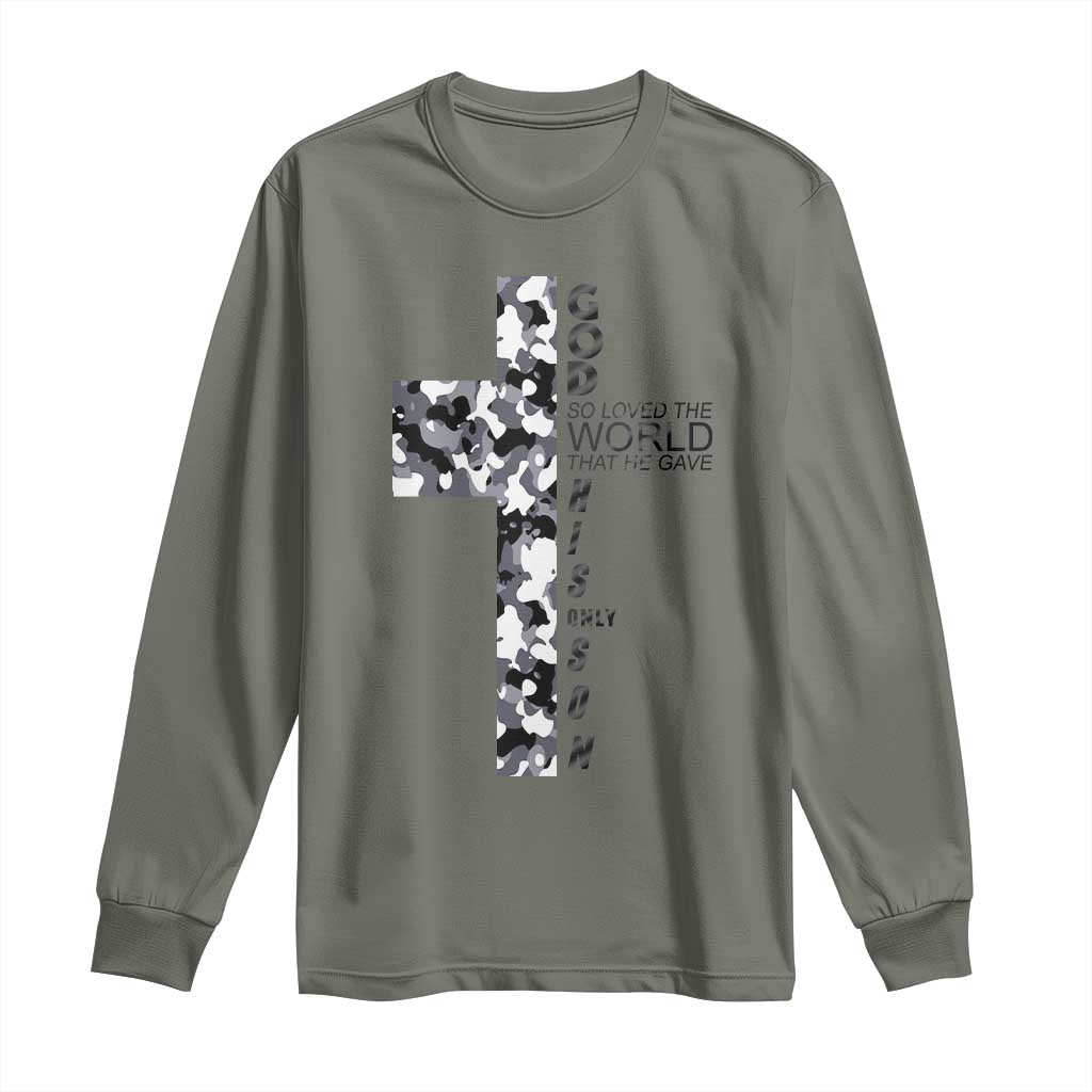 Son Of God Jesus Long Sleeve Shirt Camo Christ Cross Christian 9 John 3 16