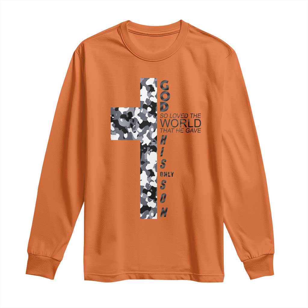 Son Of God Jesus Long Sleeve Shirt Camo Christ Cross Christian 9 John 3 16