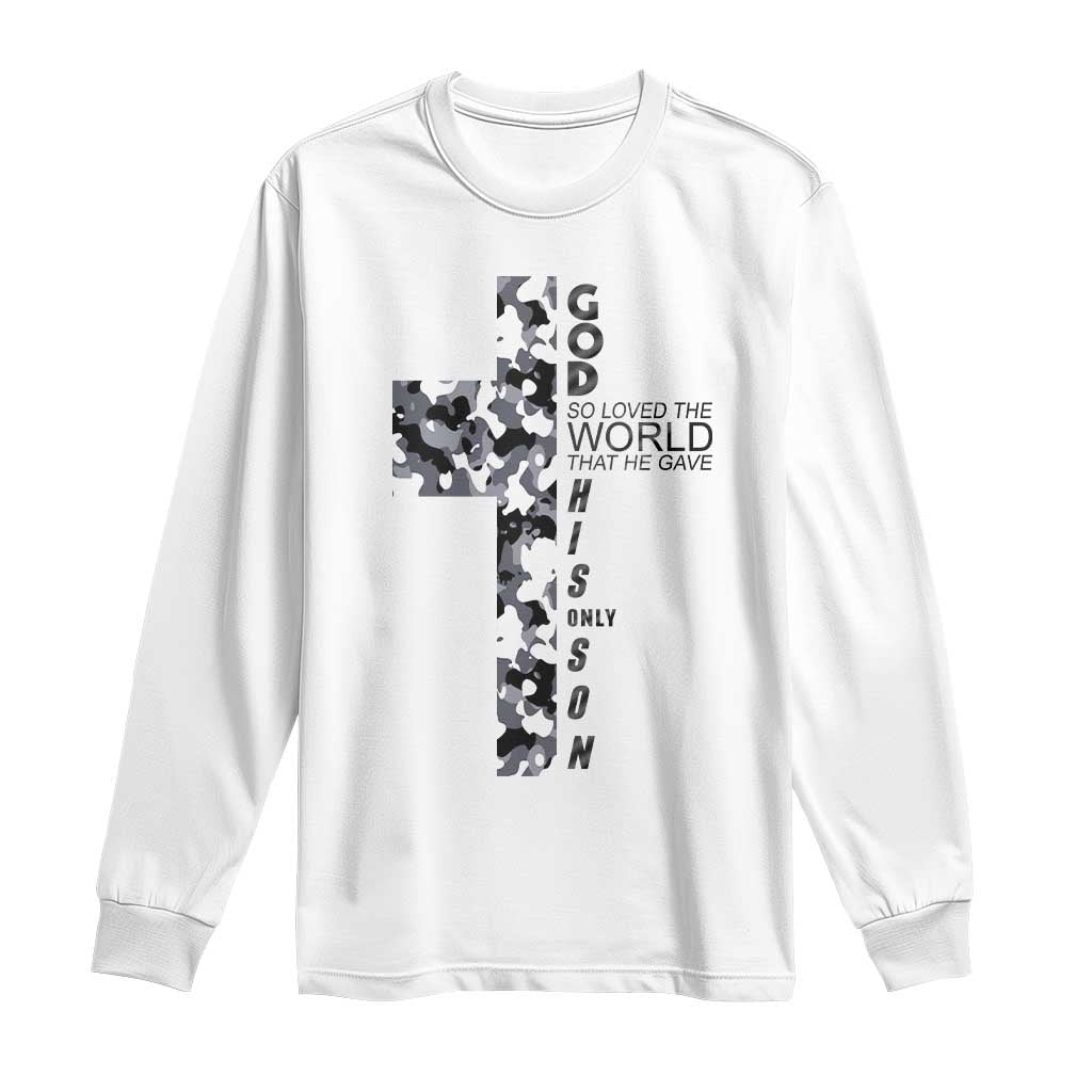 Son Of God Jesus Long Sleeve Shirt Camo Christ Cross Christian 9 John 3 16