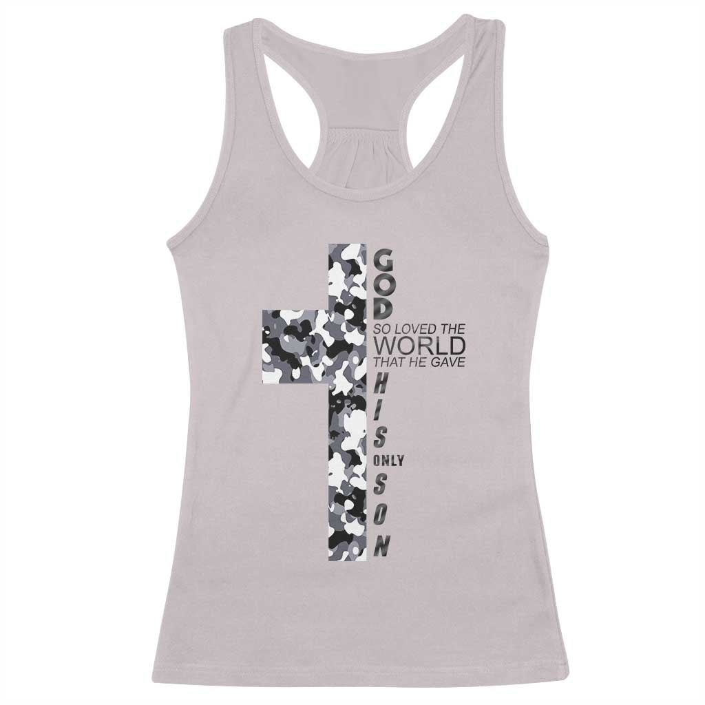 Son Of God Jesus Racerback Tank Top Camo Christ Cross Christian 9 John 3 16