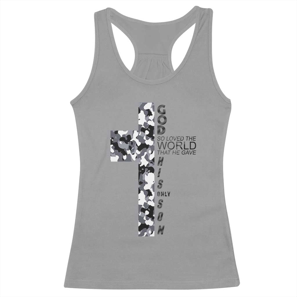 Son Of God Jesus Racerback Tank Top Camo Christ Cross Christian 9 John 3 16