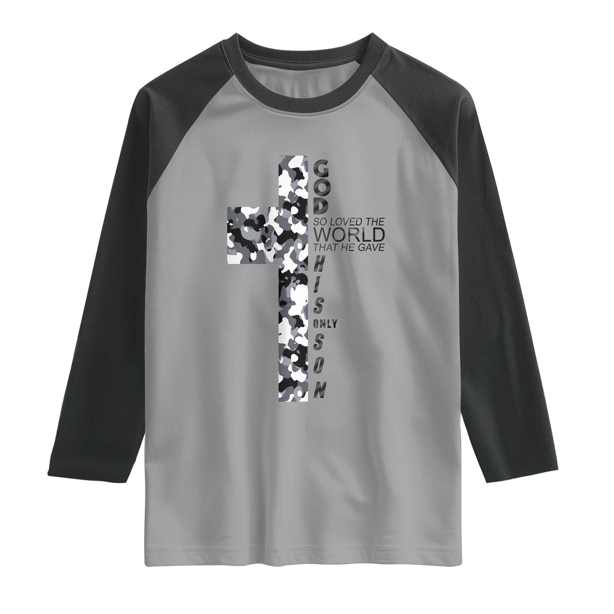 Son Of God Jesus Raglan Shirt Camo Christ Cross Christian 9 John 3 16