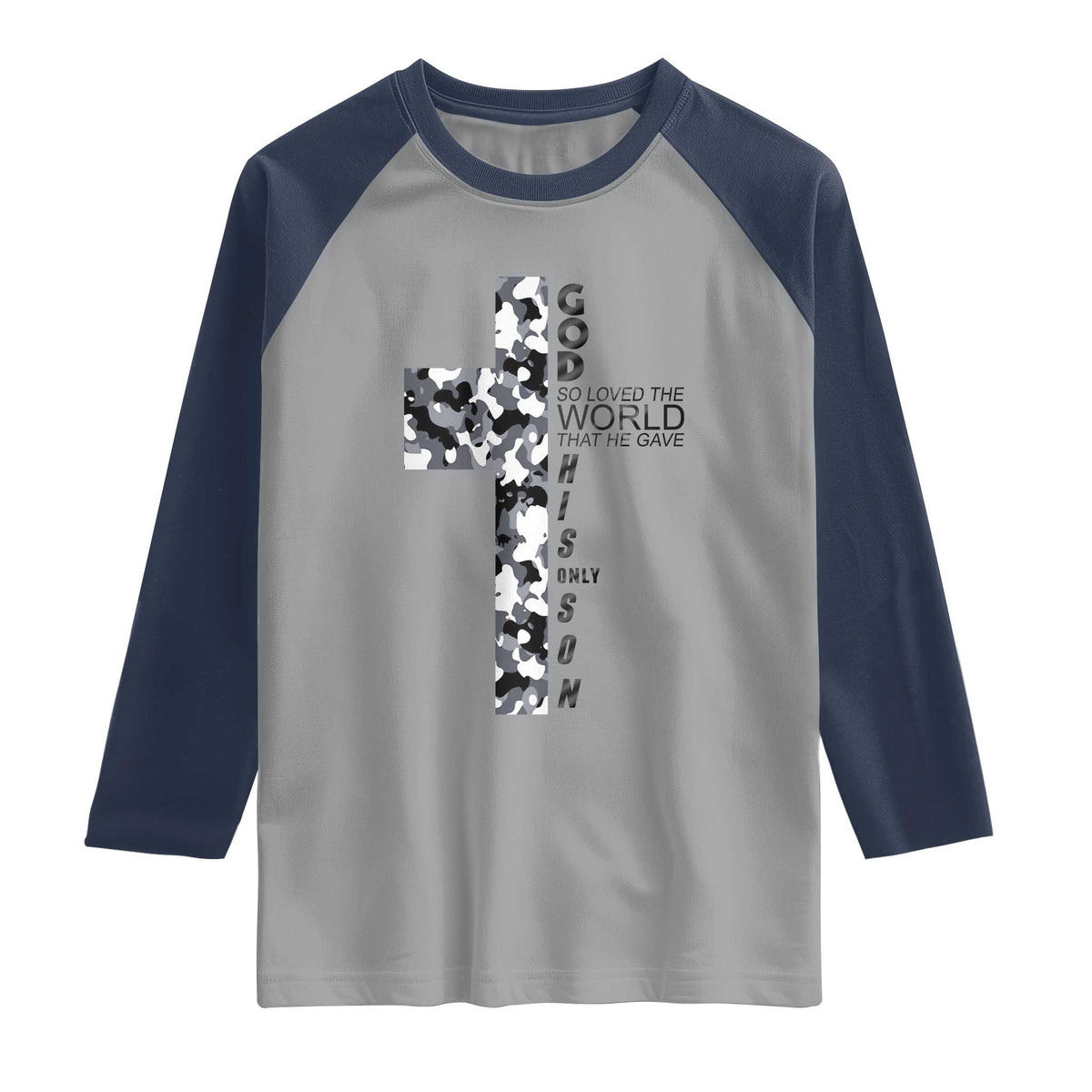Son Of God Jesus Raglan Shirt Camo Christ Cross Christian 9 John 3 16