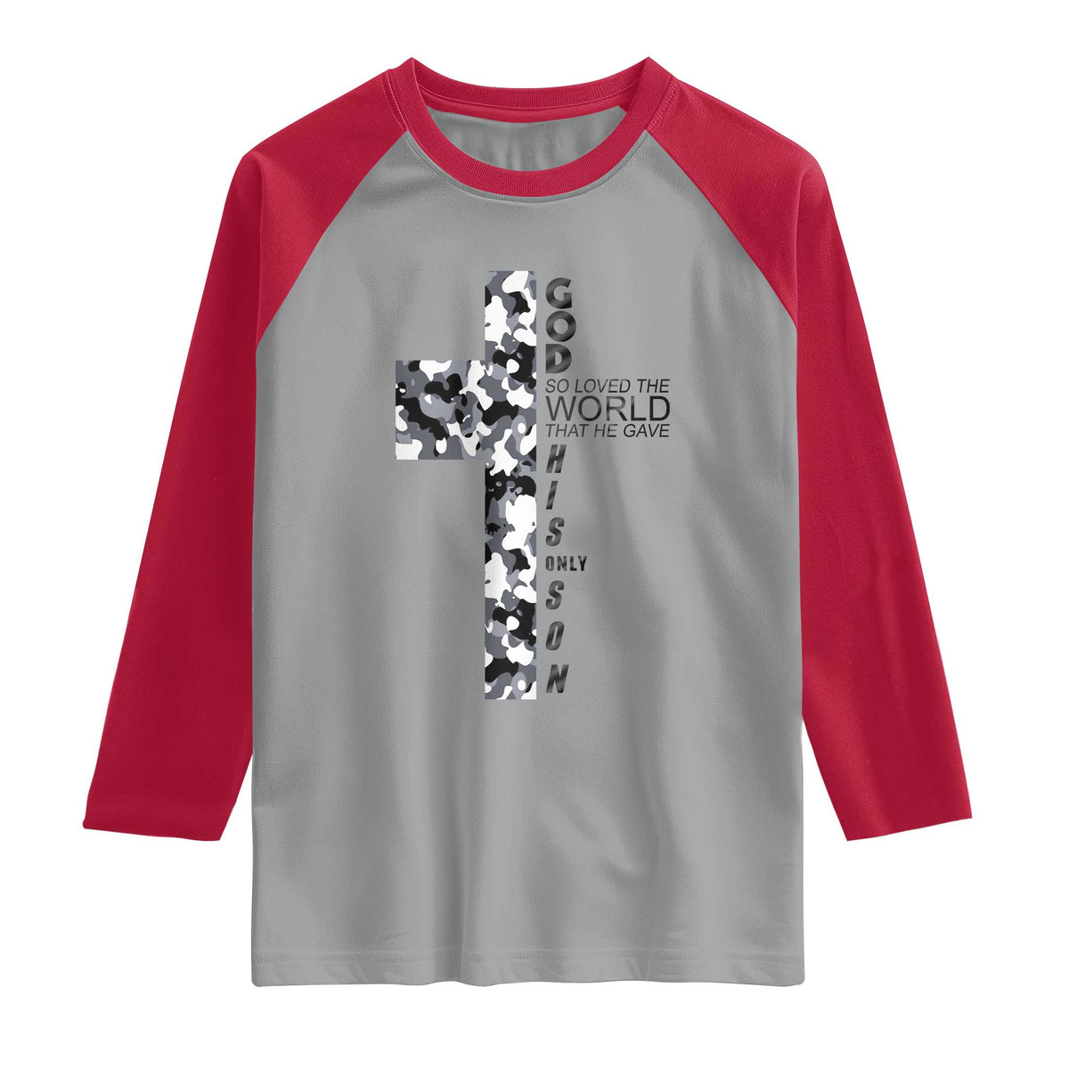 Son Of God Jesus Raglan Shirt Camo Christ Cross Christian 9 John 3 16