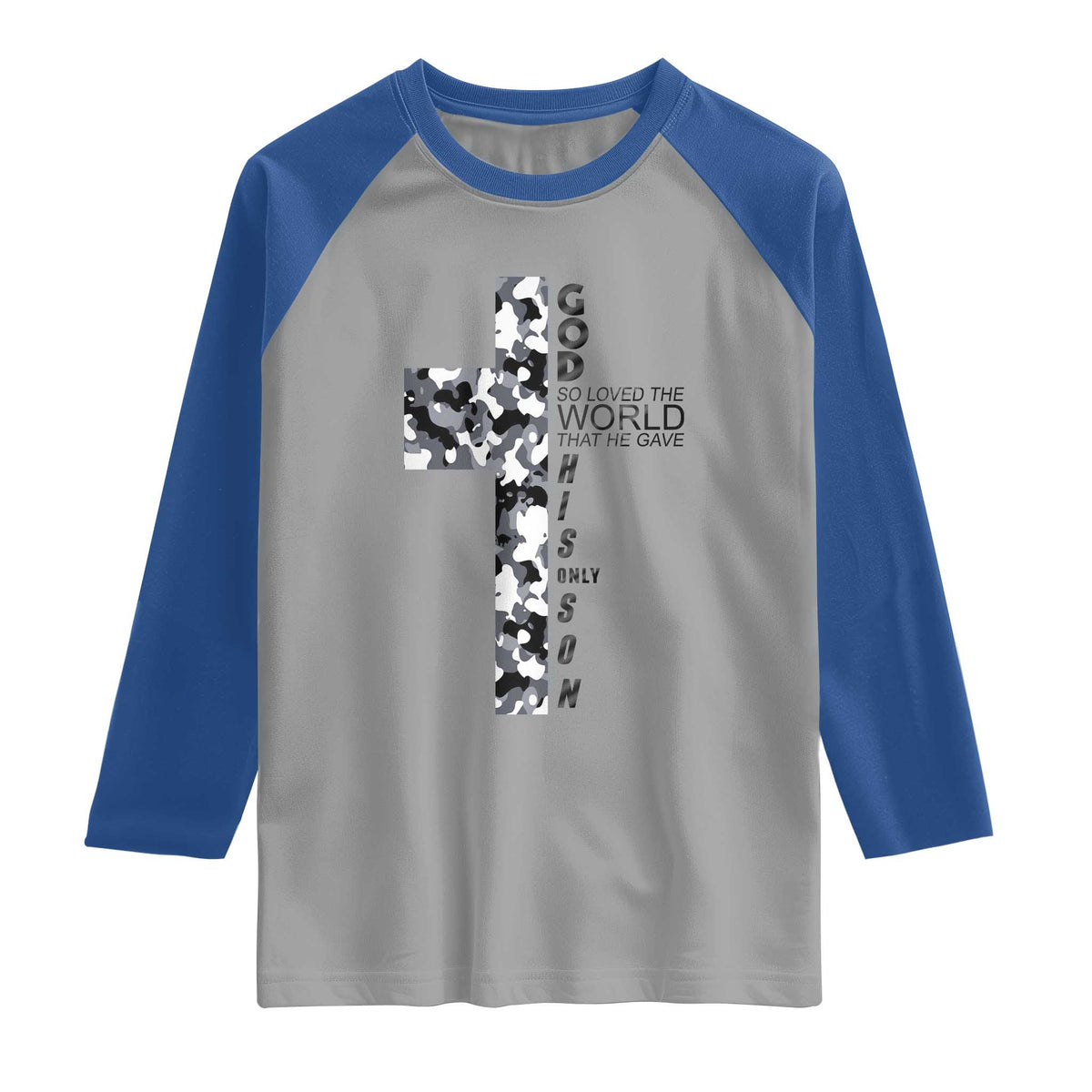 Son Of God Jesus Raglan Shirt Camo Christ Cross Christian 9 John 3 16