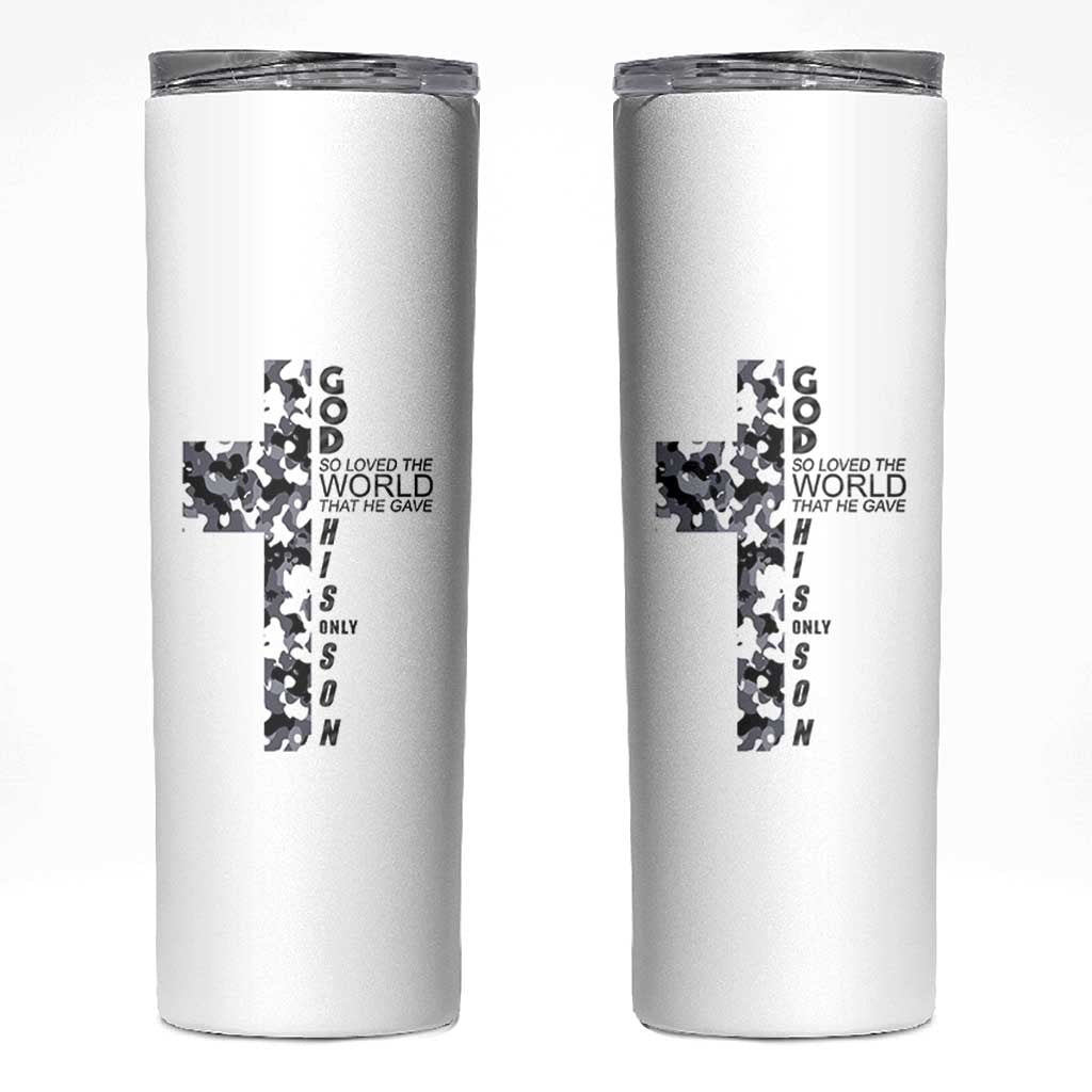 Son Of God Jesus Skinny Tumbler Camo Christ Cross Christian 9 John 3 16