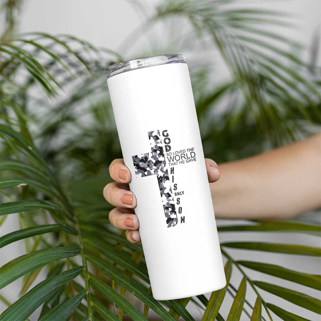 Son Of God Jesus Skinny Tumbler Camo Christ Cross Christian 9 John 3 16