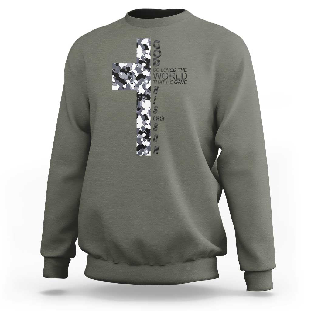 Son Of God Jesus Sweatshirt Camo Christ Cross Christian 9 John 3 16