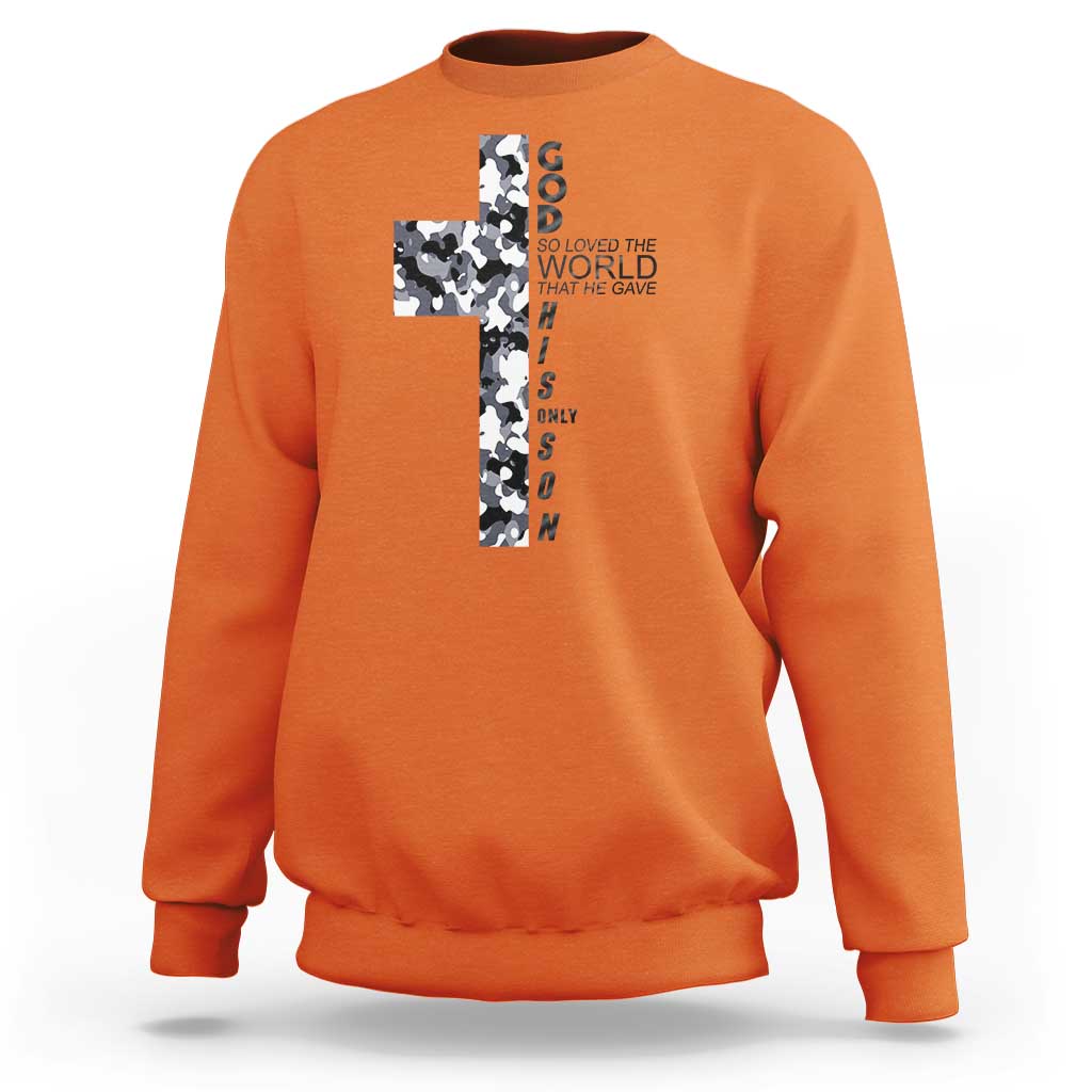 Son Of God Jesus Sweatshirt Camo Christ Cross Christian 9 John 3 16