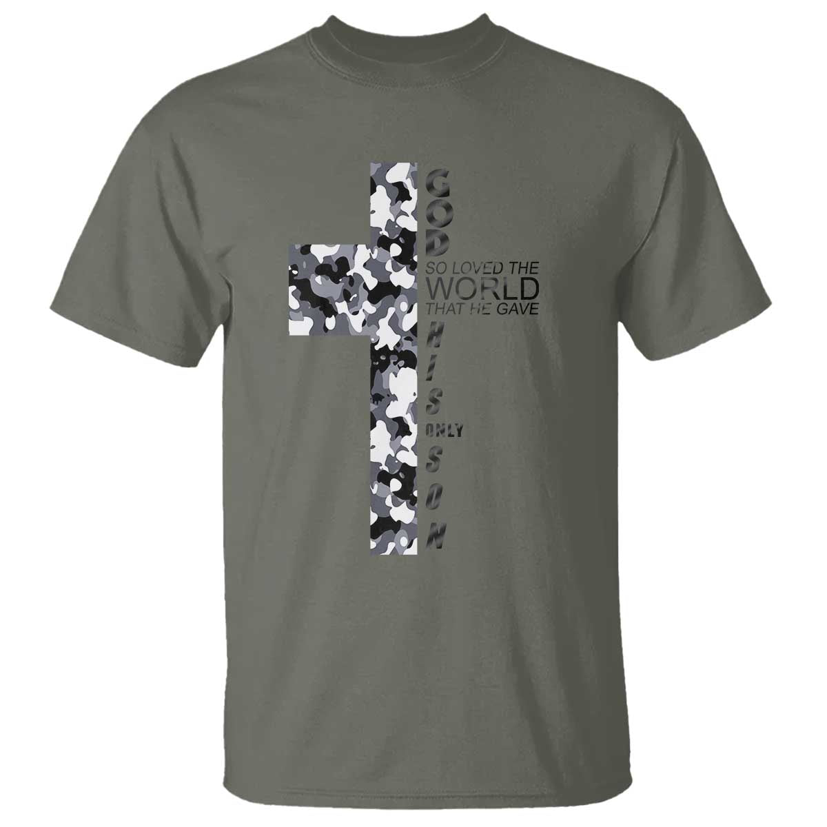 Son Of God Jesus T Shirt Camo Christ Cross Christian 9 John 3 16