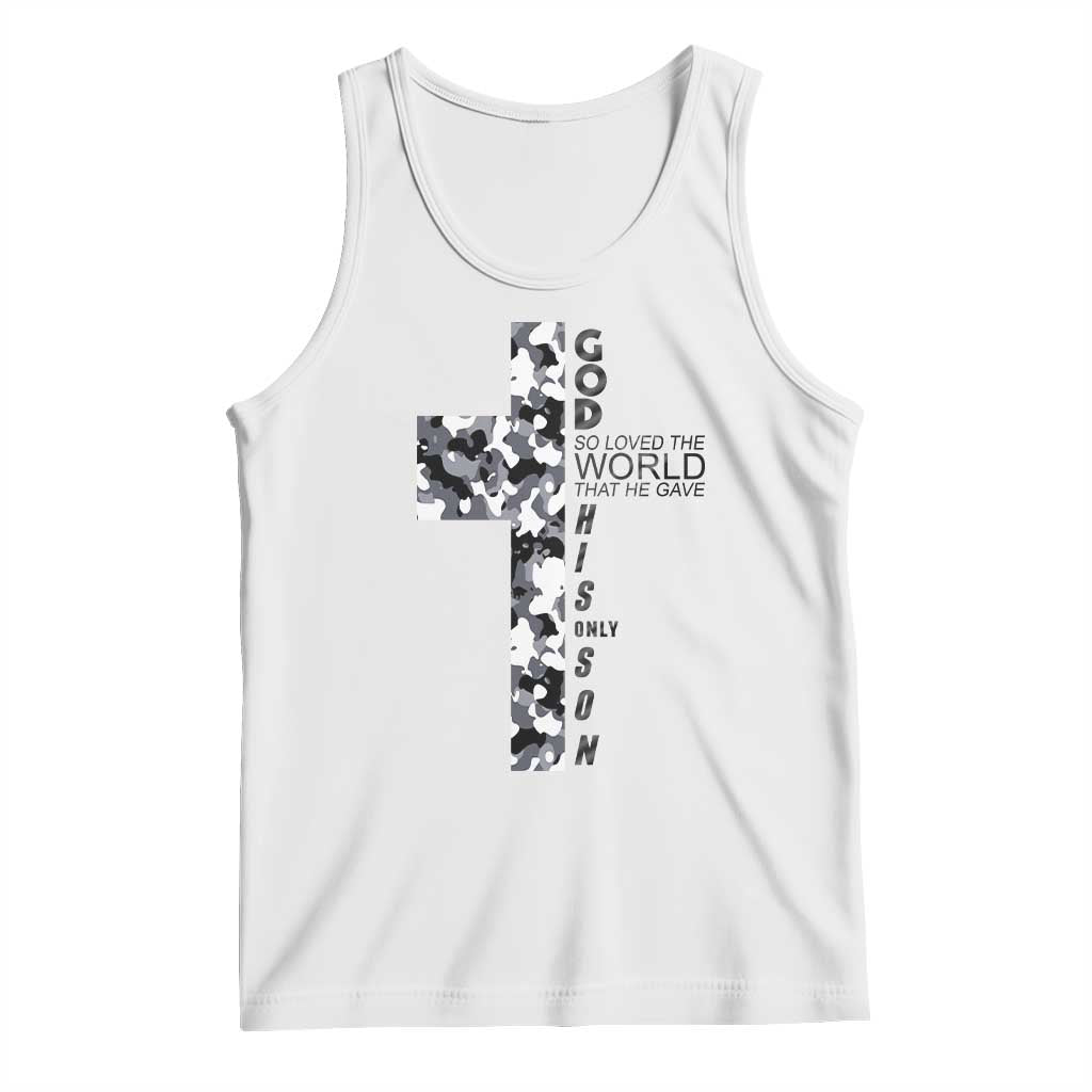 Son Of God Jesus Tank Top Camo Christ Cross Christian 9 John 3 16