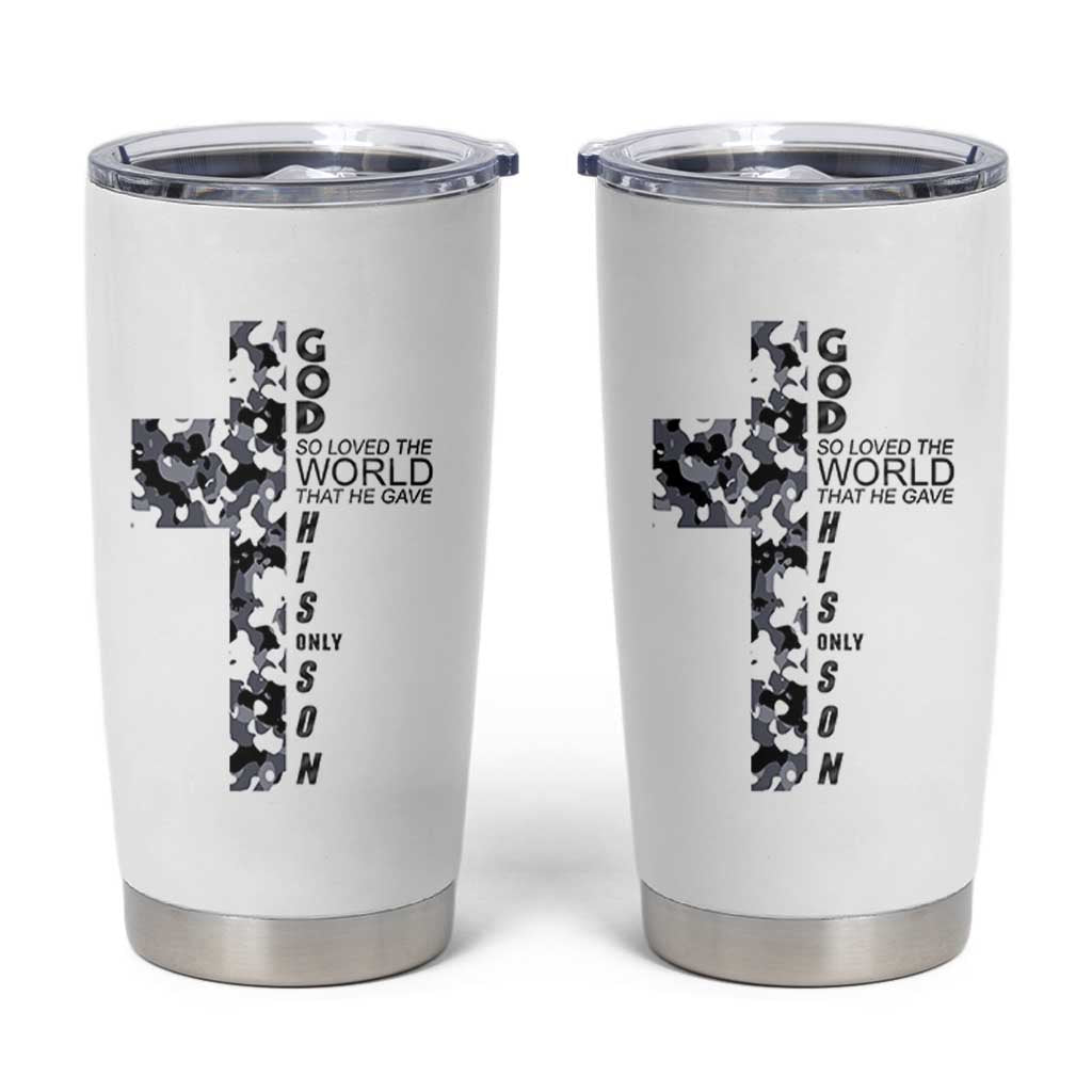 Son Of God Jesus Tumbler Cup Camo Christ Cross Christian 9 John 3 16
