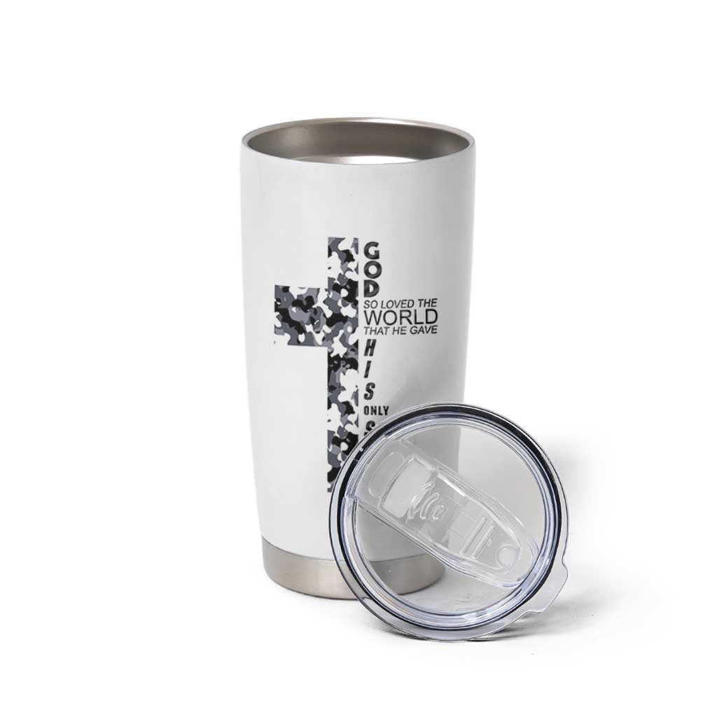 Son Of God Jesus Tumbler Cup Camo Christ Cross Christian 9 John 3 16