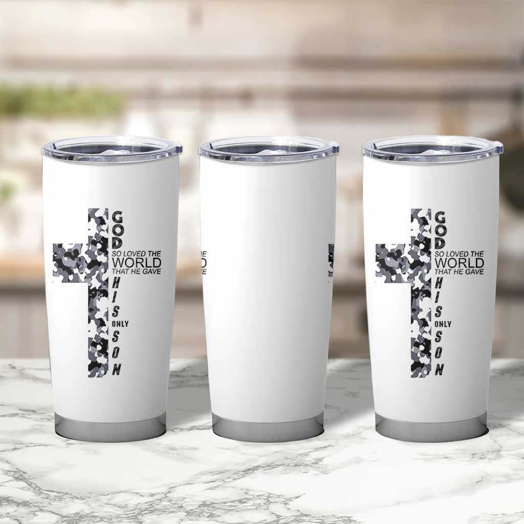 Son Of God Jesus Tumbler Cup Camo Christ Cross Christian 9 John 3 16