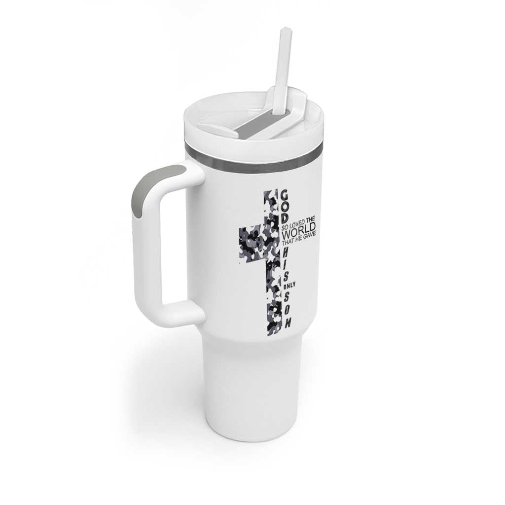 Son Of God Jesus Tumbler With Handle Camo Christ Cross Christian 9 John 3 16