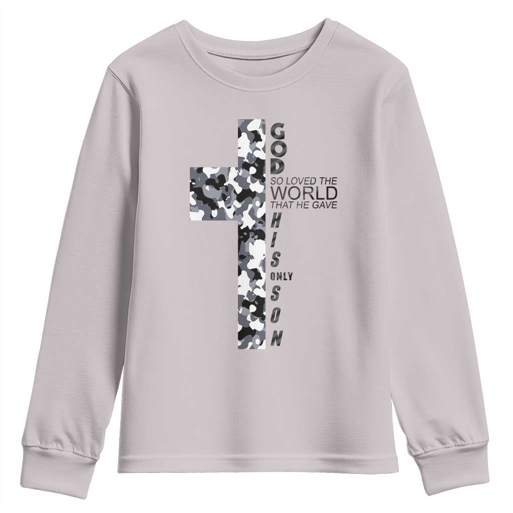 Son Of God Jesus Youth Sweatshirt Camo Christ Cross Christian 9 John 3 16