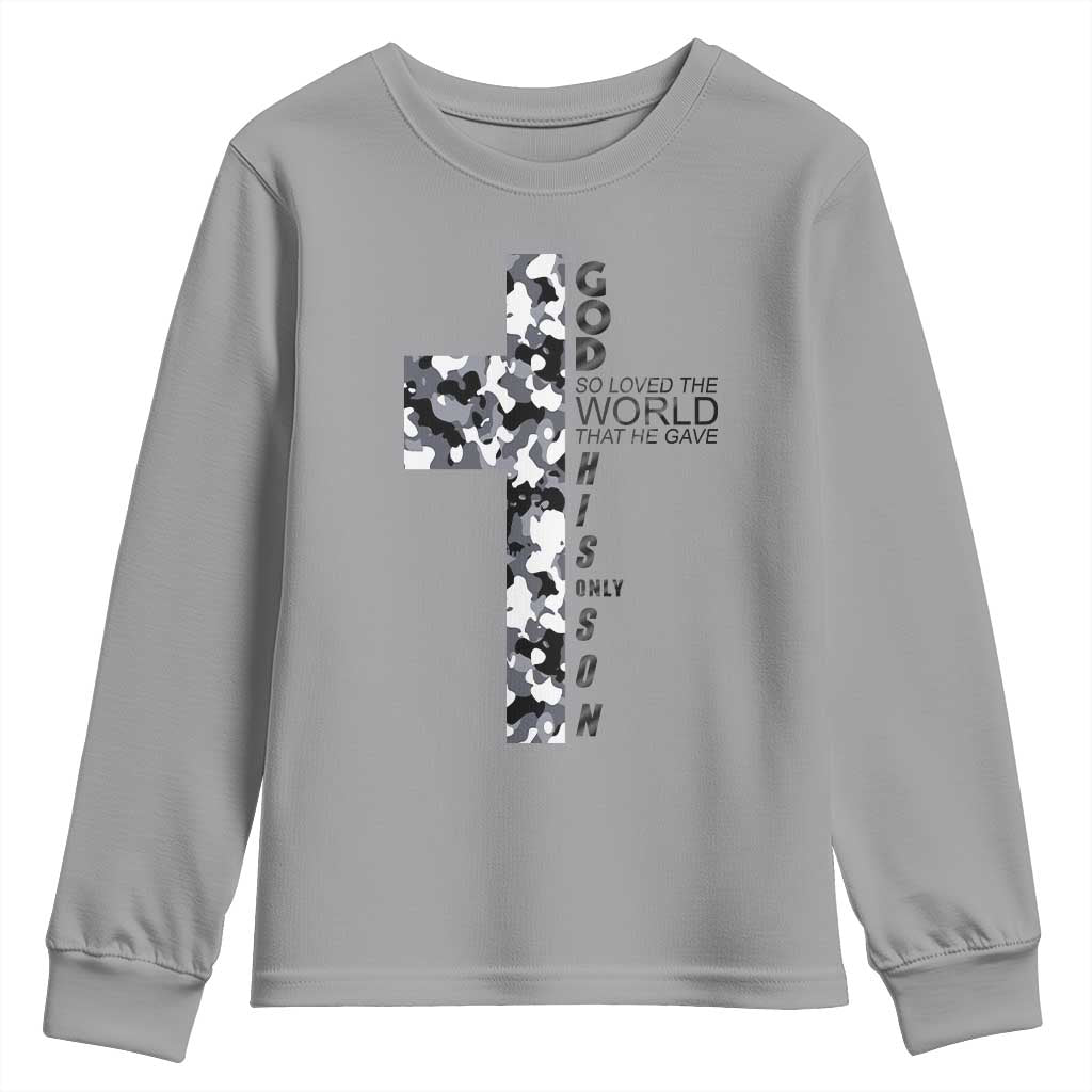 Son Of God Jesus Youth Sweatshirt Camo Christ Cross Christian 9 John 3 16