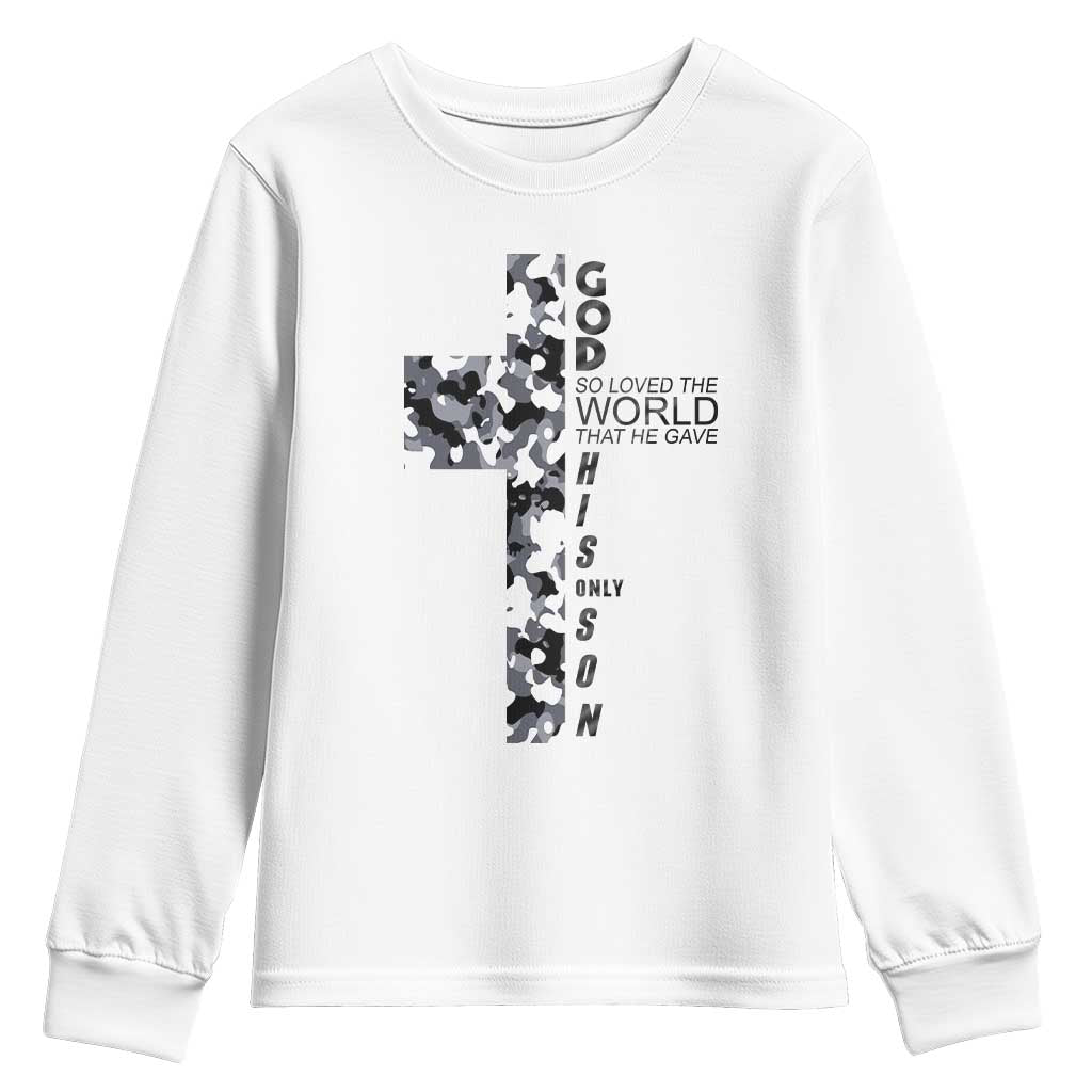 Son Of God Jesus Youth Sweatshirt Camo Christ Cross Christian 9 John 3 16