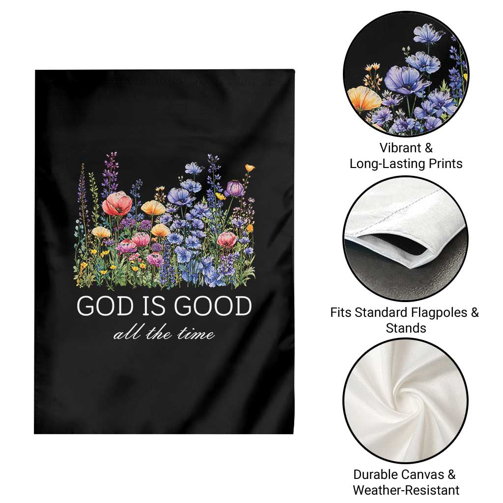 God Is Good Garden Flag Wildflower Christian Jesus Graphic Religious Bible Verse