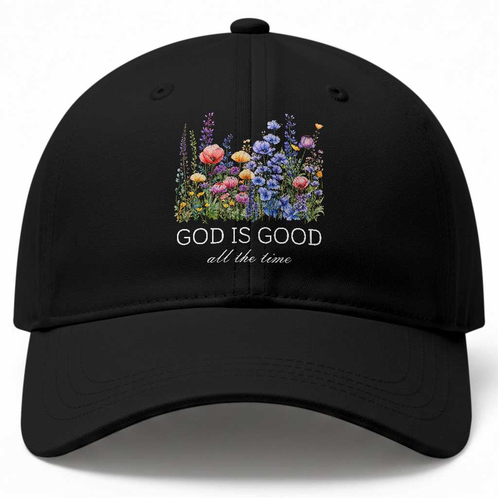 God Is Good Baseball Cap Wildflower Christian Jesus Graphic Religious Bible Verse